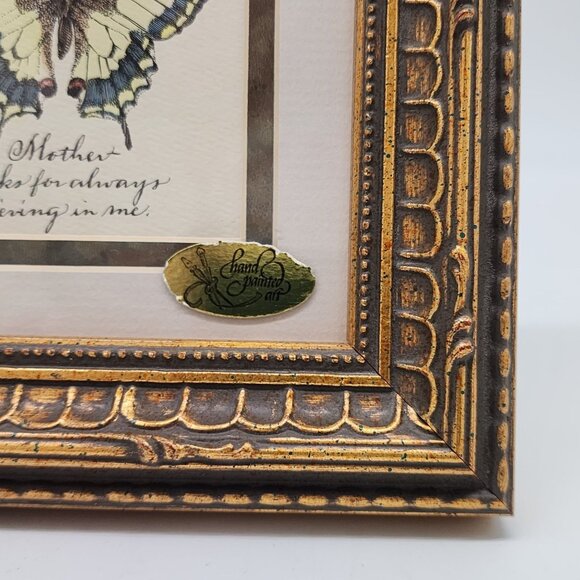 Vintage Hand Painted Embossed Butterfly in Ornate Gold Frame by MPressions - Picture 5 of 13
